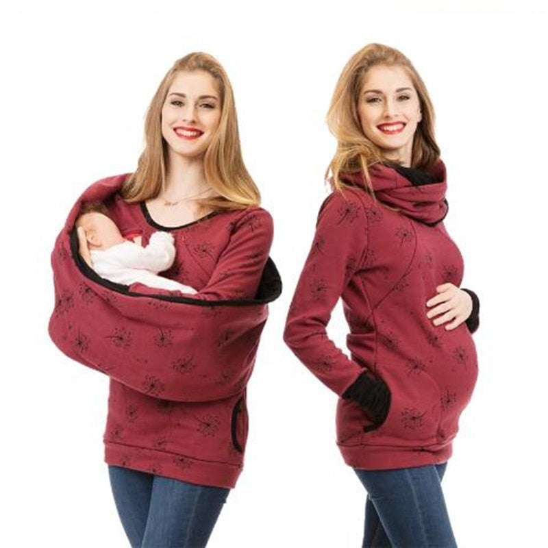 Multifunction Maternity Nursing Hooded Top Pregnancy Clothes Pregnant Women Breastfeeding Sweater Shirts Lactation T Shirt+Scarf