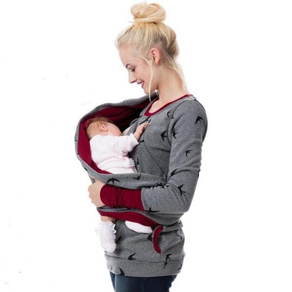 Multifunction Maternity Nursing Hooded Top Pregnancy Clothes Pregnant Women Breastfeeding Sweater Shirts Lactation T Shirt+Scarf