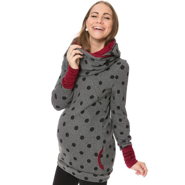 Multifunction Maternity Nursing Hooded Top Pregnancy Clothes Pregnant Women Breastfeeding Sweater Shirts Lactation T Shirt+Scarf