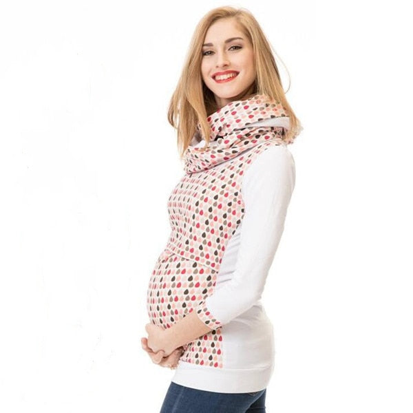 Multifunction Maternity Nursing Hooded Top Pregnancy Clothes Pregnant Women Breastfeeding Sweater Shirts Lactation T Shirt+Scarf